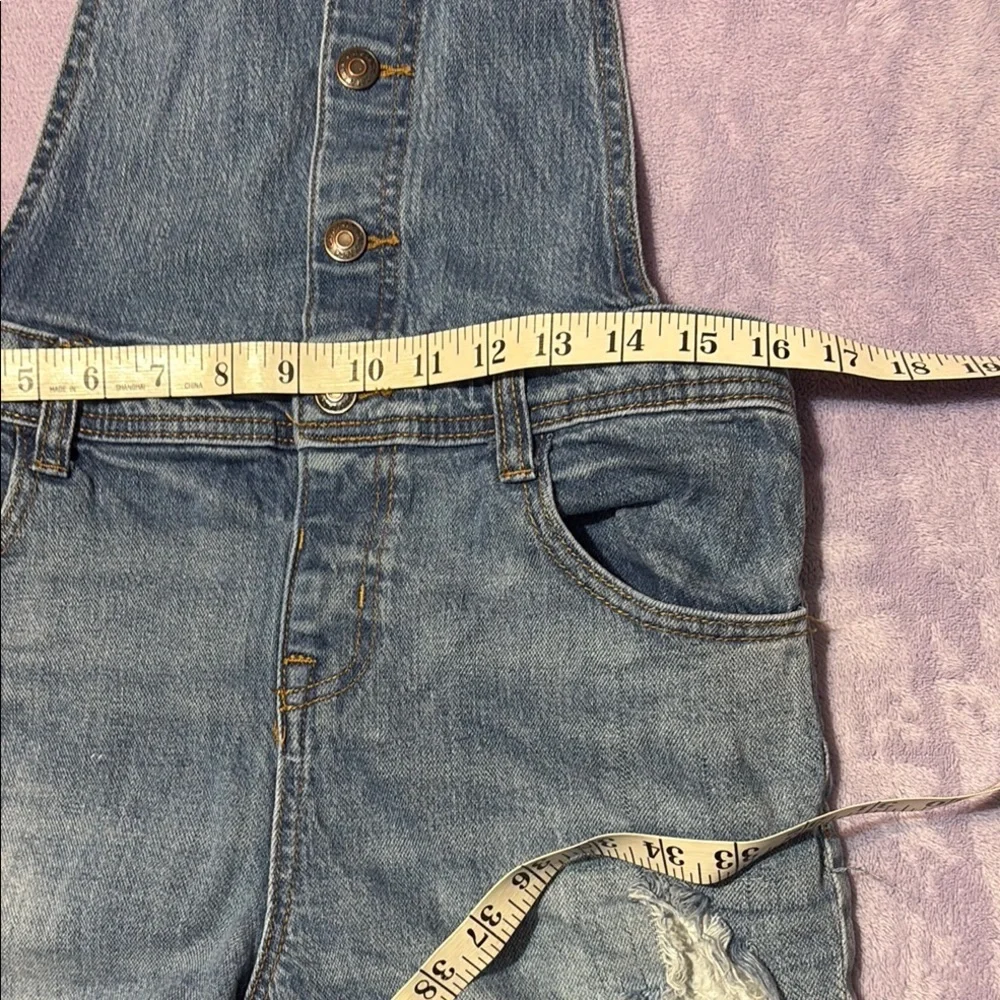 Cat & Jack Girls XL 14/16 Denim Shortalls Distressed Light Wash